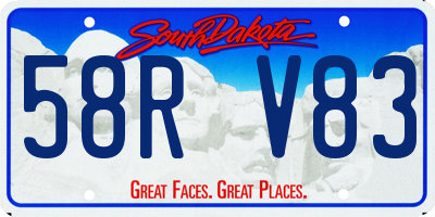 SD license plate 58RV83