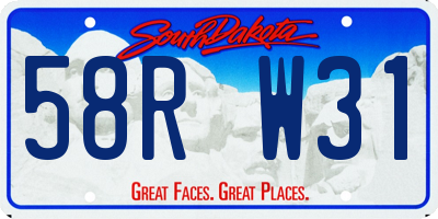 SD license plate 58RW31