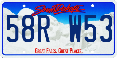 SD license plate 58RW53