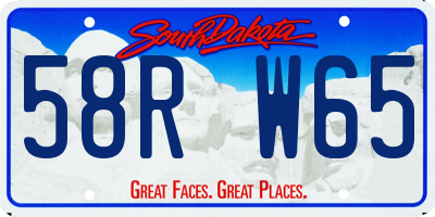 SD license plate 58RW65