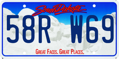 SD license plate 58RW69
