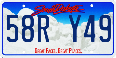 SD license plate 58RY49
