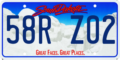 SD license plate 58RZ02