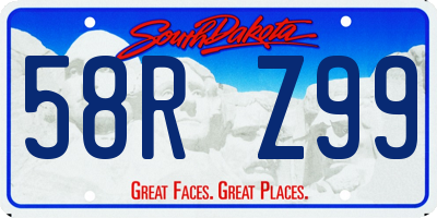 SD license plate 58RZ99