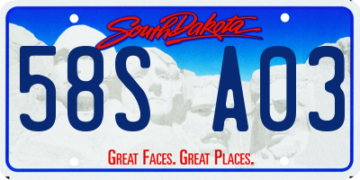 SD license plate 58SA03