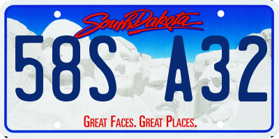 SD license plate 58SA32