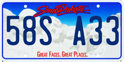 SD license plate 58SA33