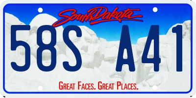 SD license plate 58SA41