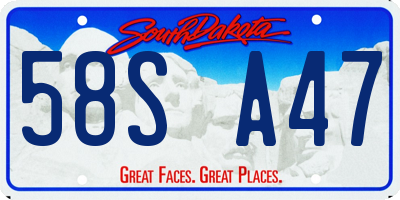 SD license plate 58SA47