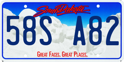 SD license plate 58SA82