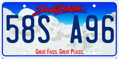 SD license plate 58SA96