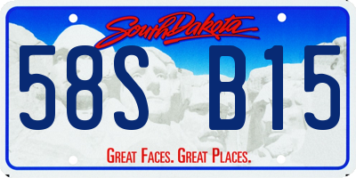 SD license plate 58SB15