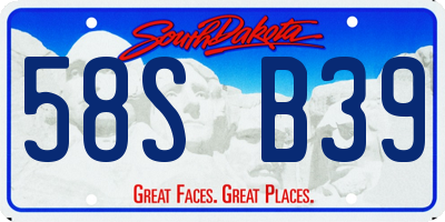 SD license plate 58SB39