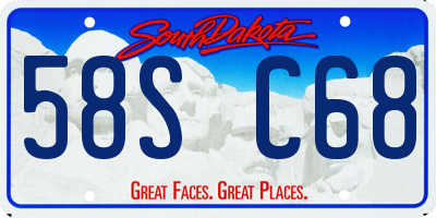 SD license plate 58SC68