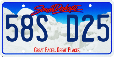 SD license plate 58SD25