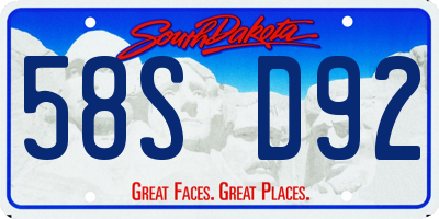 SD license plate 58SD92