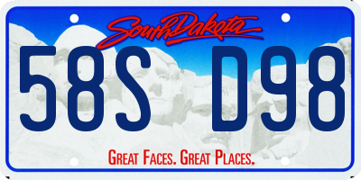 SD license plate 58SD98
