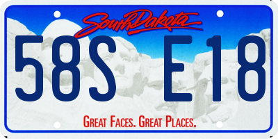 SD license plate 58SE18