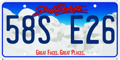 SD license plate 58SE26