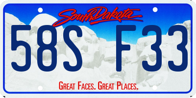 SD license plate 58SF33