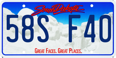 SD license plate 58SF40