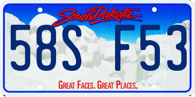 SD license plate 58SF53