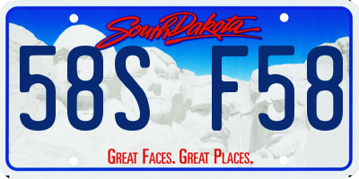SD license plate 58SF58