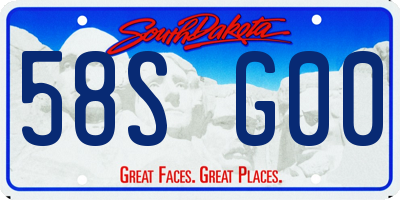 SD license plate 58SG00
