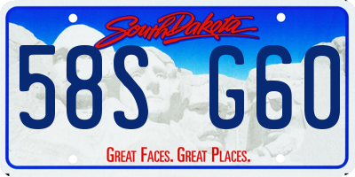 SD license plate 58SG60