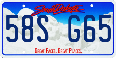 SD license plate 58SG65