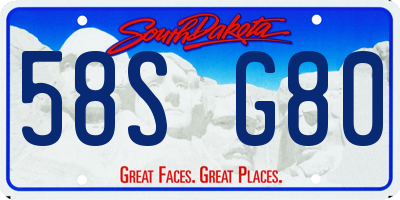 SD license plate 58SG80