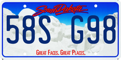 SD license plate 58SG98