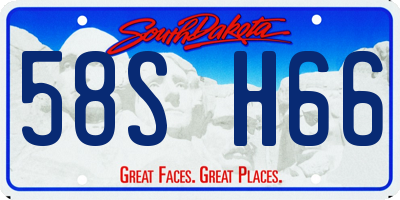 SD license plate 58SH66