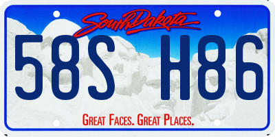 SD license plate 58SH86