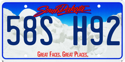 SD license plate 58SH92