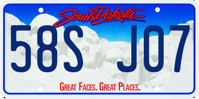 SD license plate 58SJ07