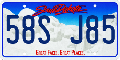 SD license plate 58SJ85