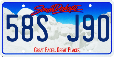 SD license plate 58SJ90
