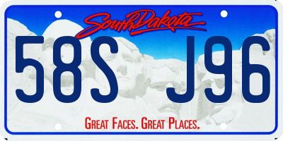SD license plate 58SJ96