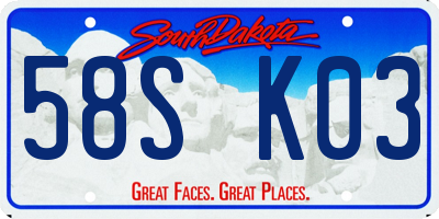 SD license plate 58SK03