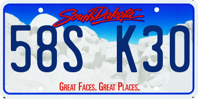 SD license plate 58SK30