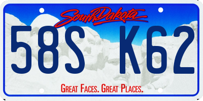 SD license plate 58SK62
