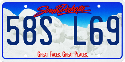 SD license plate 58SL69