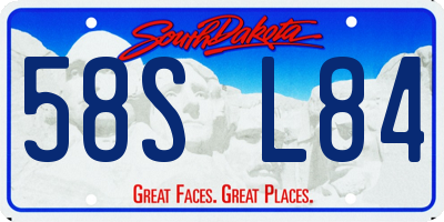 SD license plate 58SL84