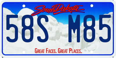 SD license plate 58SM85