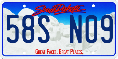 SD license plate 58SN09