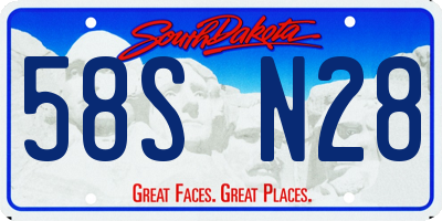 SD license plate 58SN28