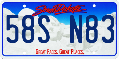 SD license plate 58SN83