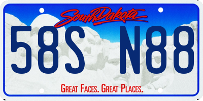 SD license plate 58SN88