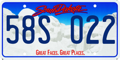 SD license plate 58SO22